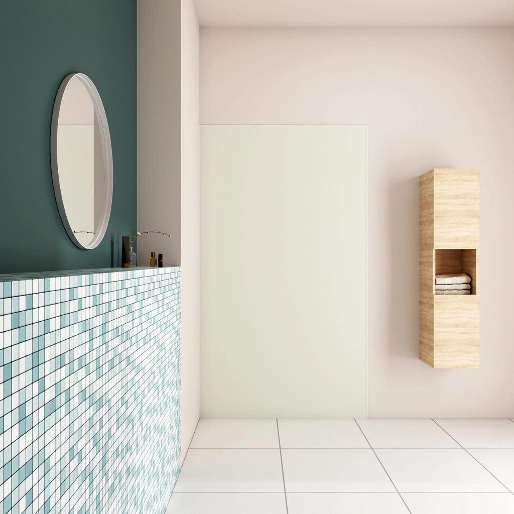40x210 cm Pannello Doccia Realizzato in Alluminio Spessore 3mm con Profili Finitura Bianco Avorio per Rivestimento Parete Bagno
