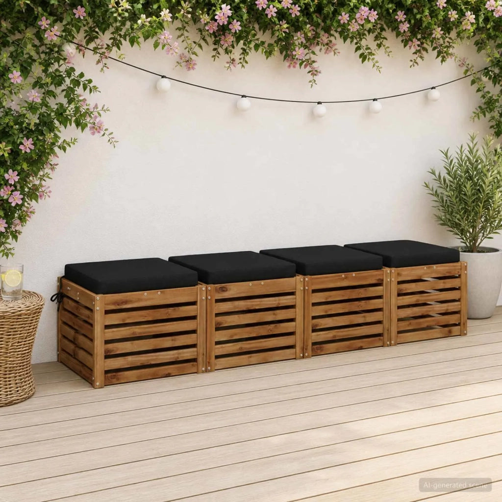 Cuscini per Sedia in 4 Pezzi SOEST 4 pz 100% Poliestere Nero 944476