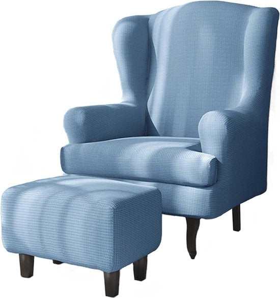Set di Protezioni per Sedili con Braccia da 3 pezzi - Telaio Jacquard per Sedili con Braccia con Cappotto Ottomano - Protezione per Mobili di Sala da Pranzo (Blu)