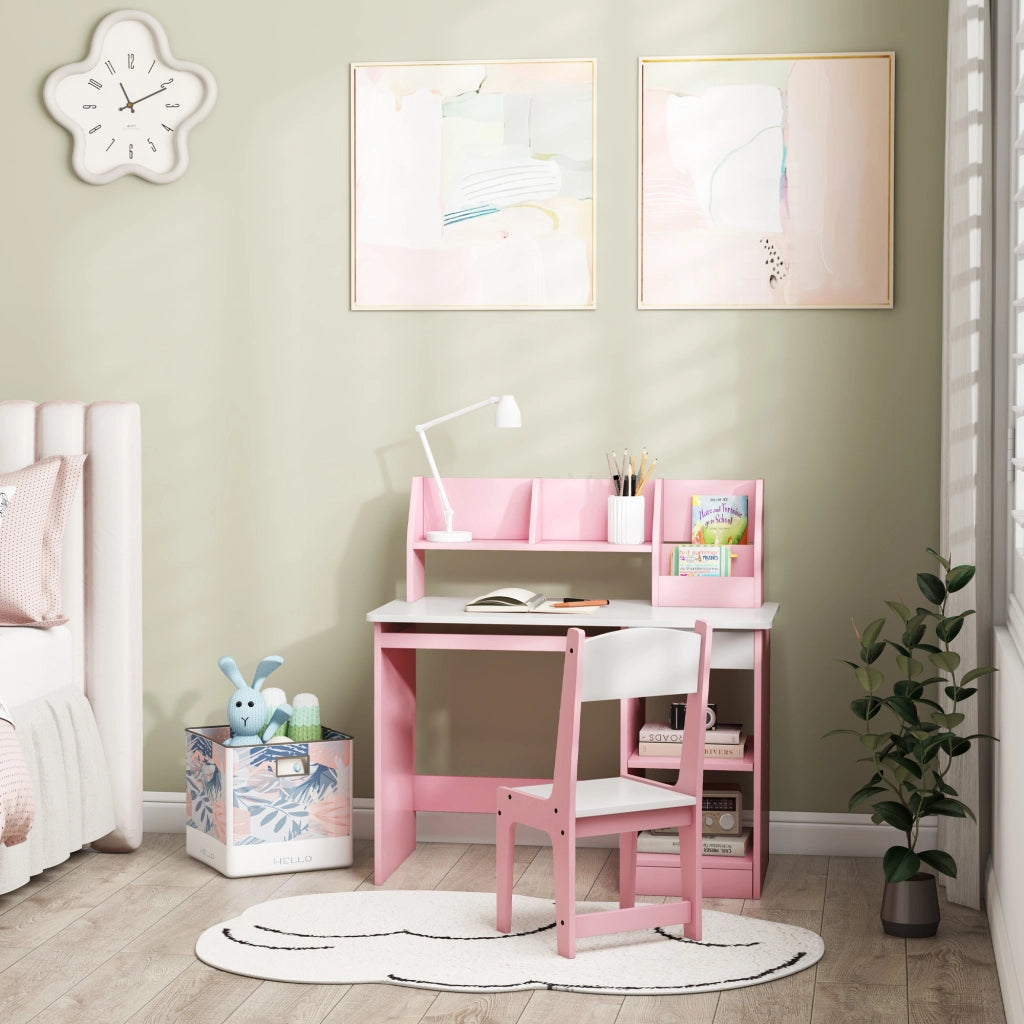 Scrivania bambini con sedia ¨C Minimal ¨C rosa 90x45x90 cm