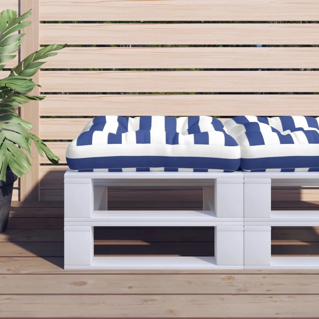 Cuscino Pallet Strisce Bianche e Blu 58x58x10 cm Tessuto Oxford 360915
