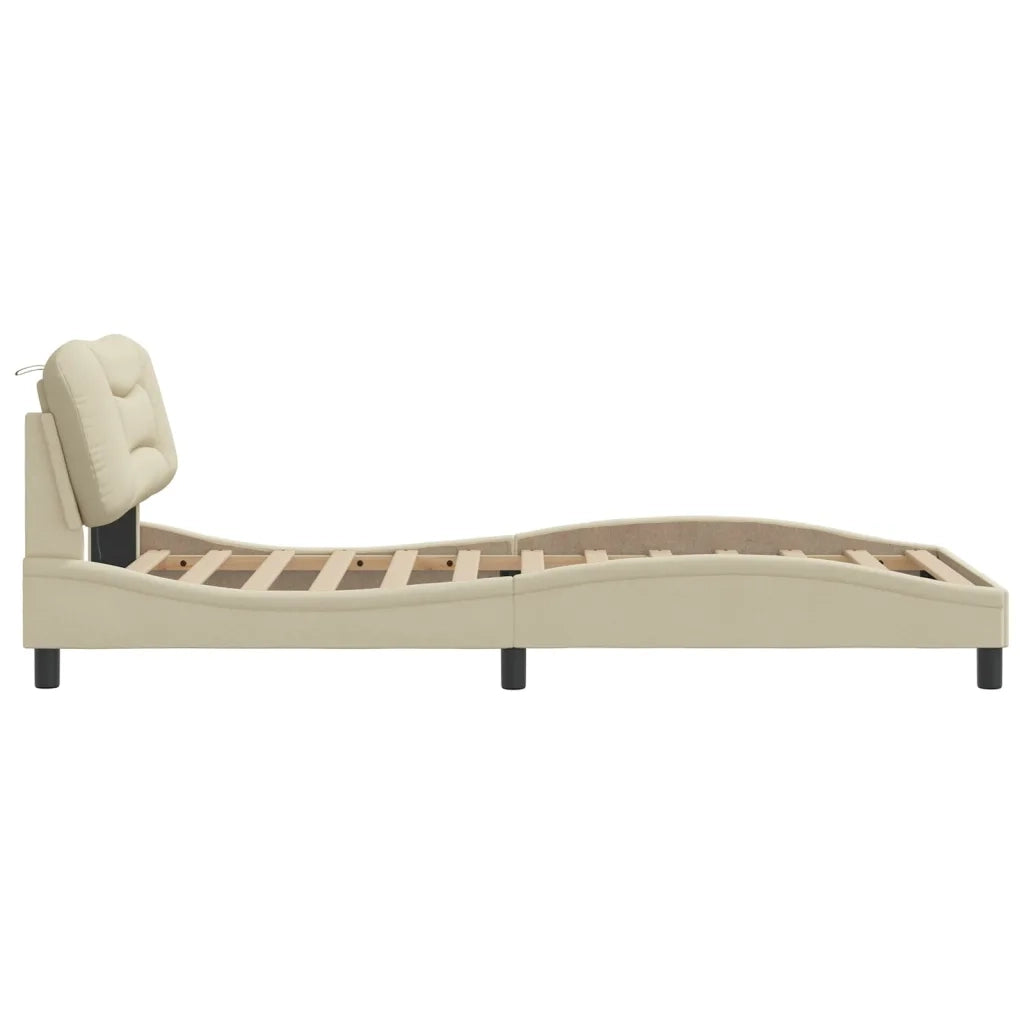 Giroletto con LED senza Materasso-Struttura Letto Hvar Crema 100x200 cm in Tessuto