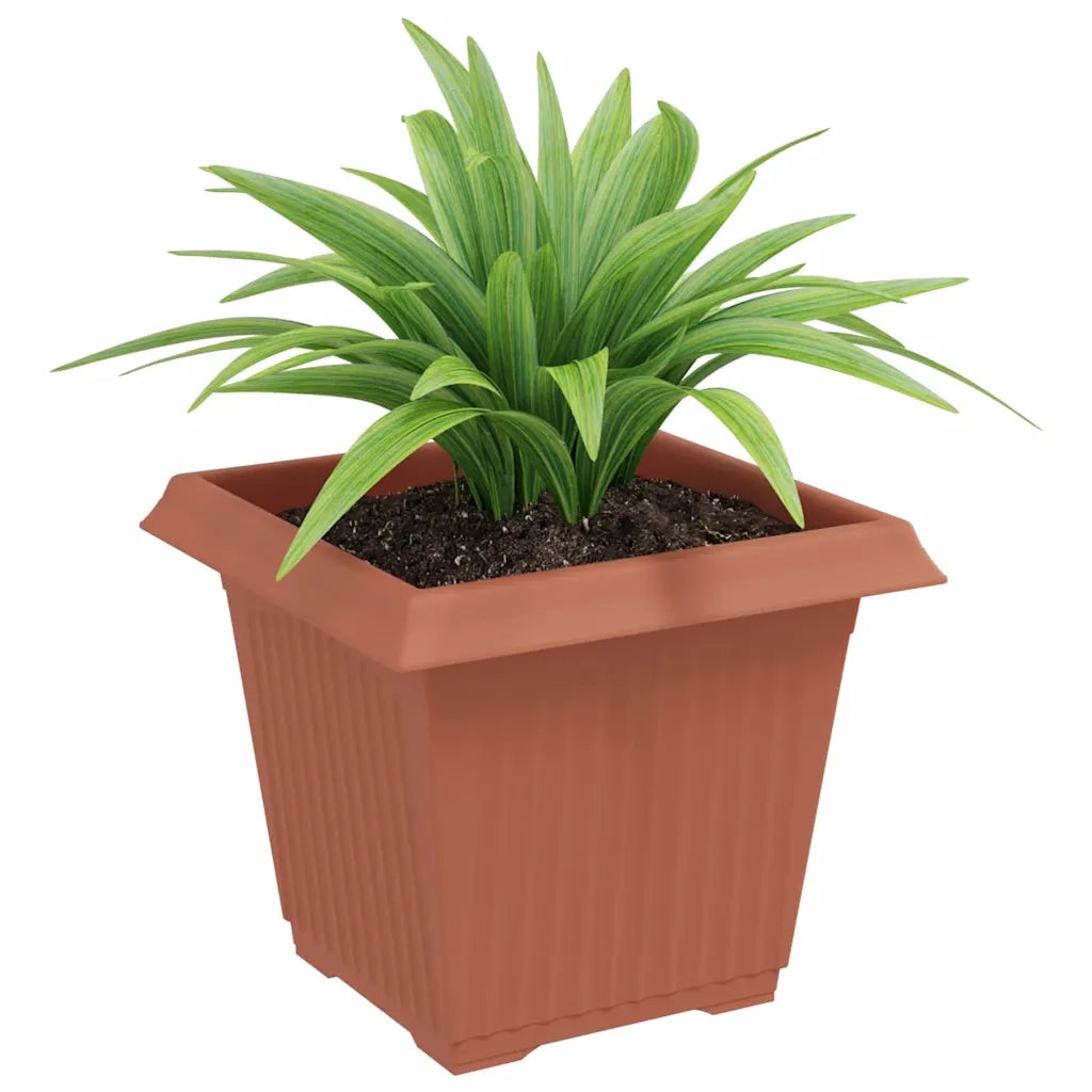 Fioriere | Cassetta per fiori | Vaso quadrato per fiori 6 pz Rosso Mattone 20 x 20 x 16 cm