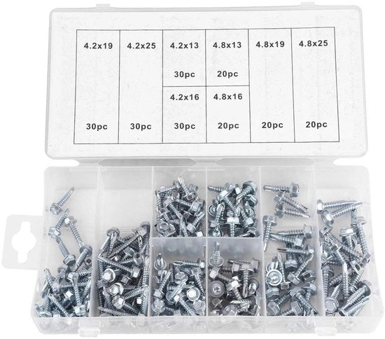 Kit di viti selfafile 200pz - viti a 6 gomiti - materiale zinco-ferro - alta resistenza - kit di assortimento - progetto duraturo