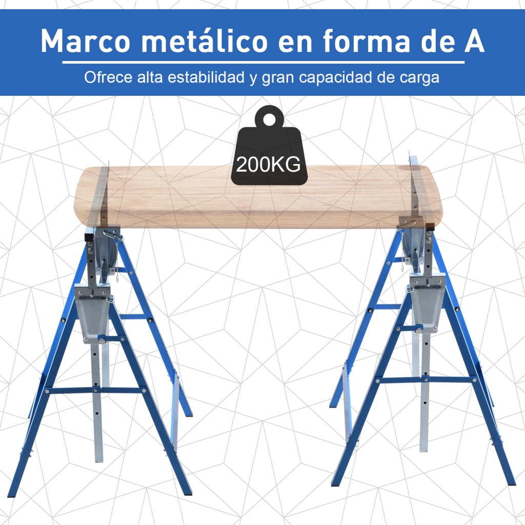 Tavolo da lavoro ¨C zephmum ¨C 68x58x80-130 cm pieghevole regolabile in altezza blu metallo