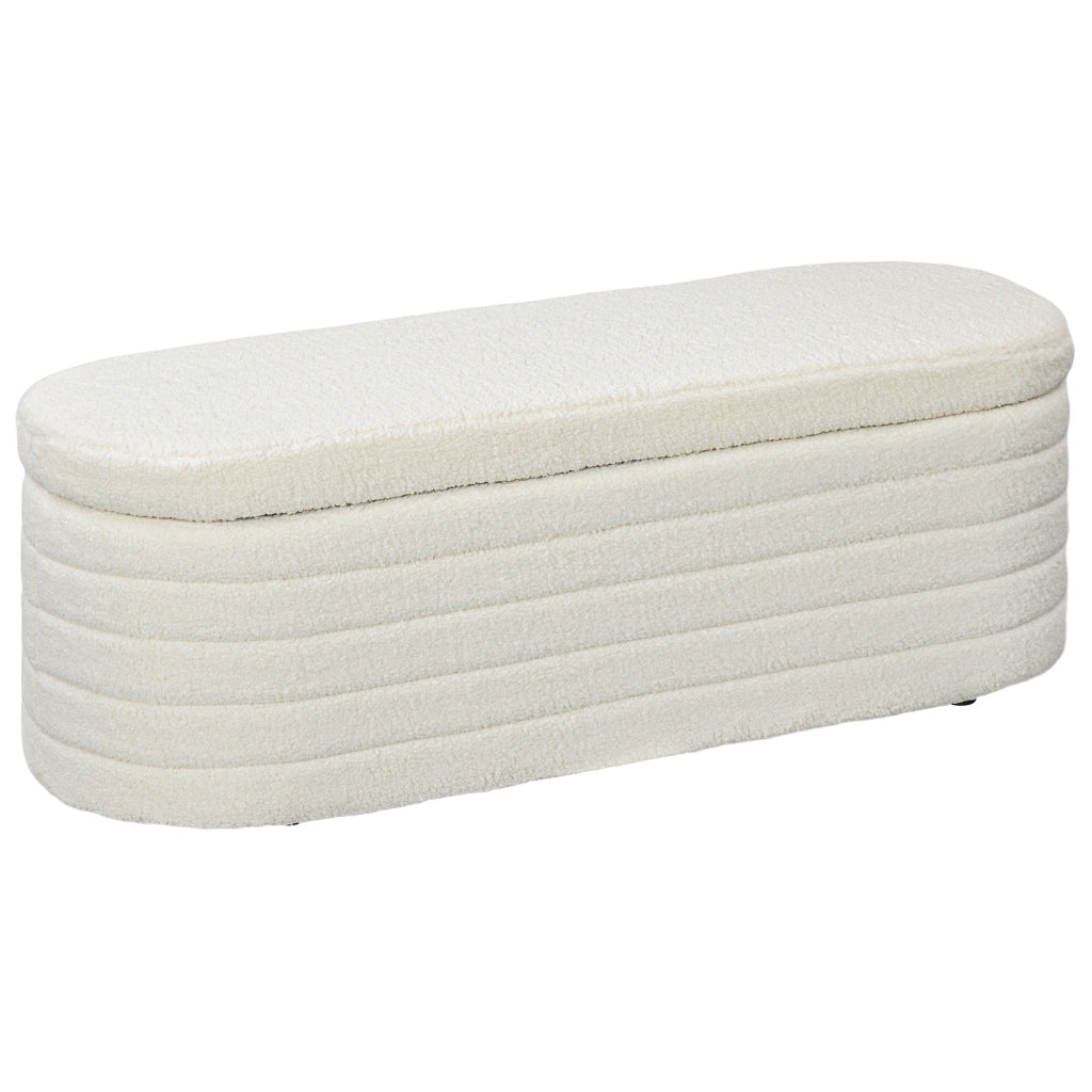 Panca Contenitore Letto in Tessuto ¨C zephmum ¨C 116x41x40.5cm Crema