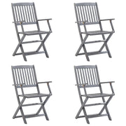 Sedie da Giardino Pieghevoli 4pz con Cuscini in Massello Acacia 3064519