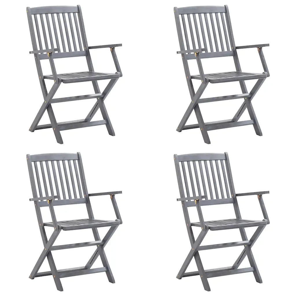 Sedie da Giardino Pieghevoli 4pz con Cuscini in Massello Acacia 3064519
