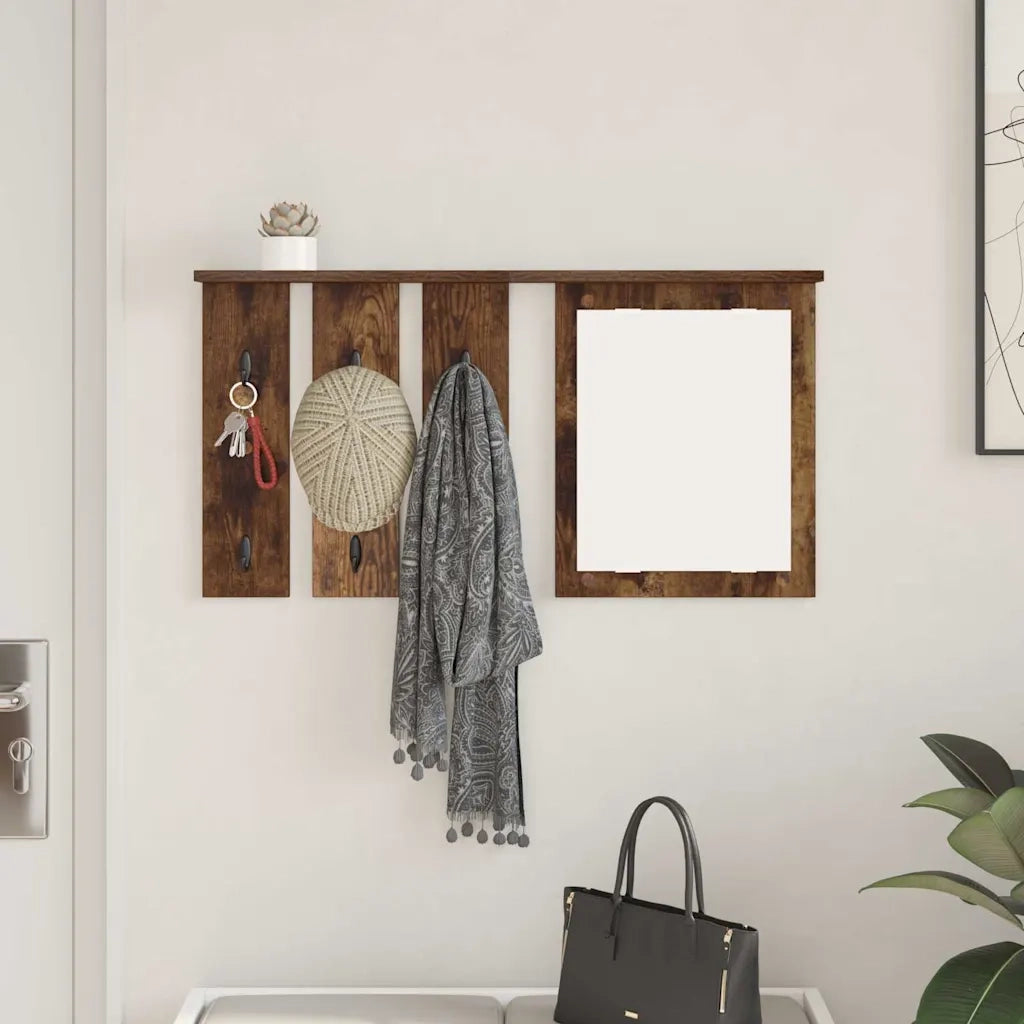 Appendiabiti a muro con lo scaffale Rovere fumo 85 x 10 x 45 cm 874487