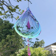 Specchio in alluminio inox riflettente 3D rotante gong per vento per casa e giardino, decorazione appesa, colorata (20*43cm)