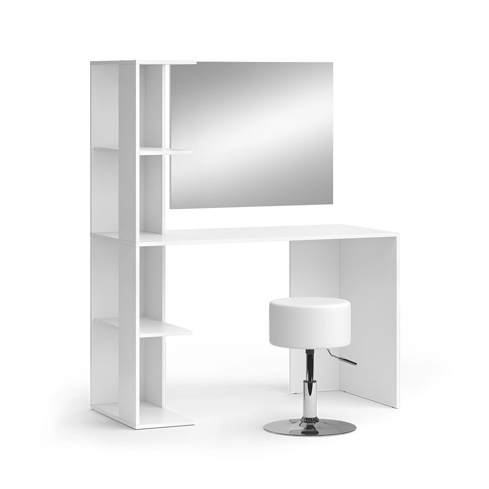 Vicco Tavolino da toilette Bianco 122.2 cm con specchio e sgabello