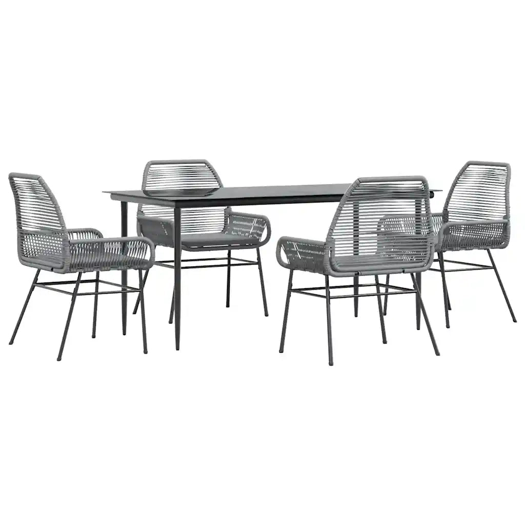 Set da Pranzo da Giardino 5 pz con Cuscini Polyrattan Vetro 3334481