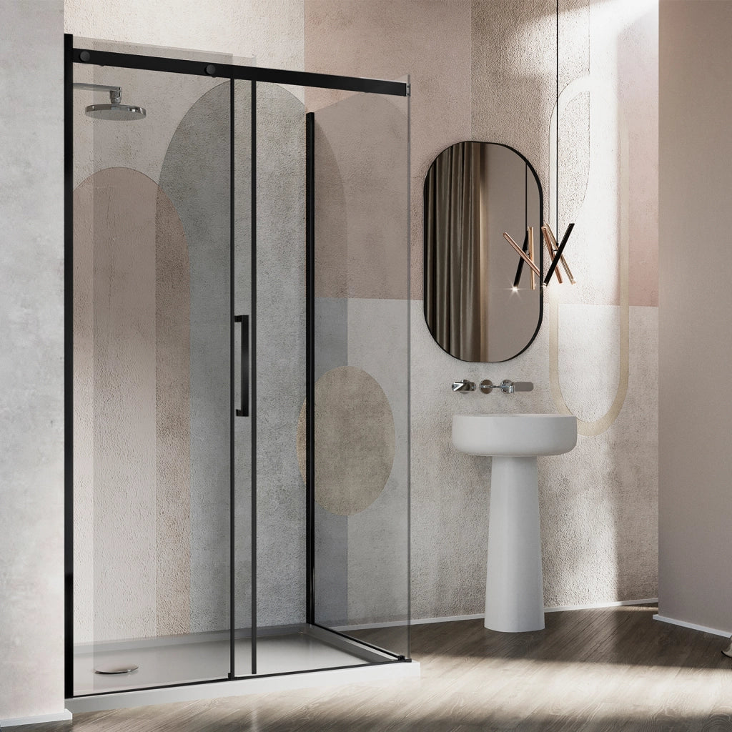 Box Doccia 90x130 CM 198 CM Vetro Trasparente 8 MM Versione Sinistra con EasyClean mod. Prime Bla Duo 1 Anta