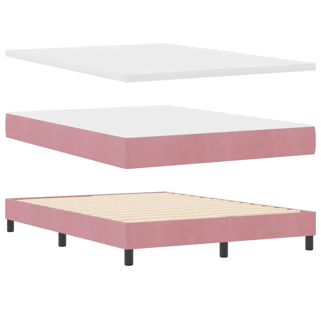Letto a molle con testiera Rosa 200 x 160 cm Velluto 3341479