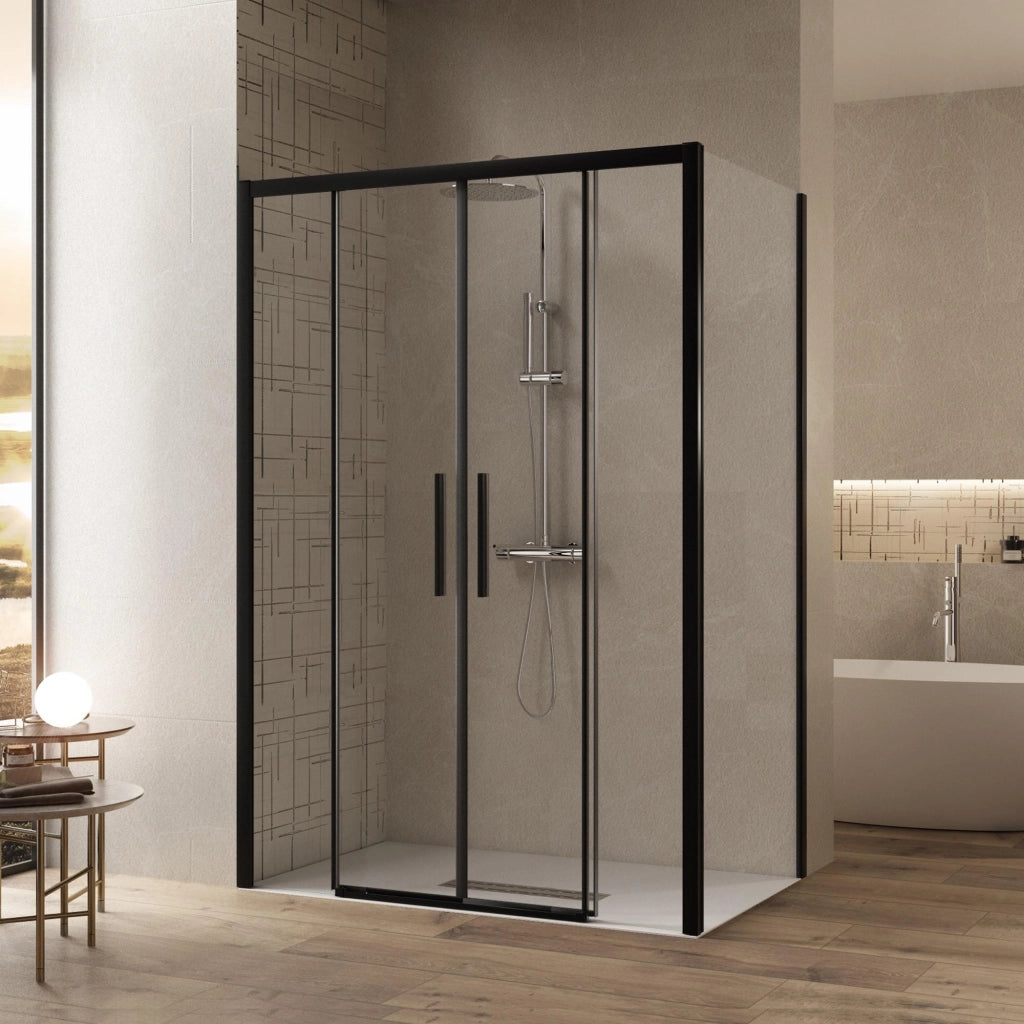 Box Doccia Angolare 80x140 cm 2 Ante Scorrevoli in Cristallo Trasparente 6mm H195 Bonussi Eliane