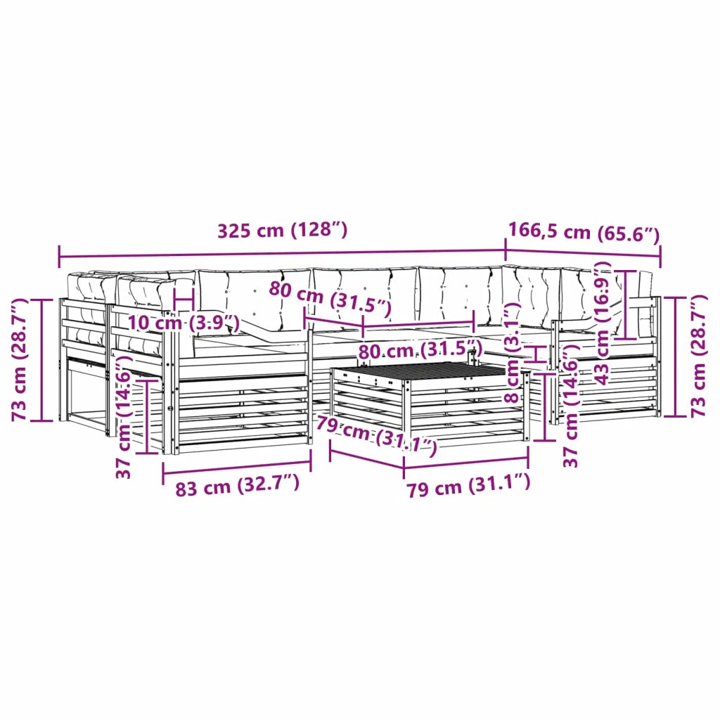 Set di divani da esterno 7 pz Bianco e Antracite Poliestere 3390142