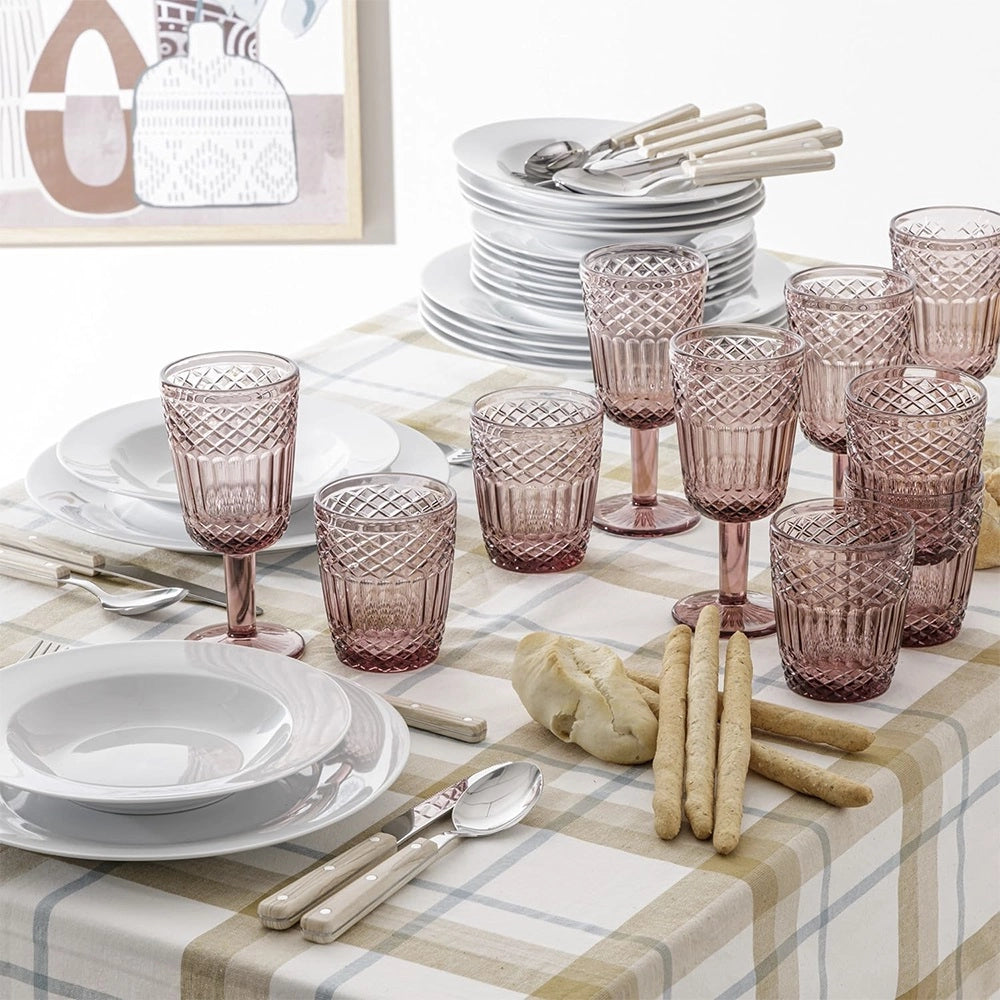 Set 6 calici vino 270 ml Agadir vetro sfaccettato cipria