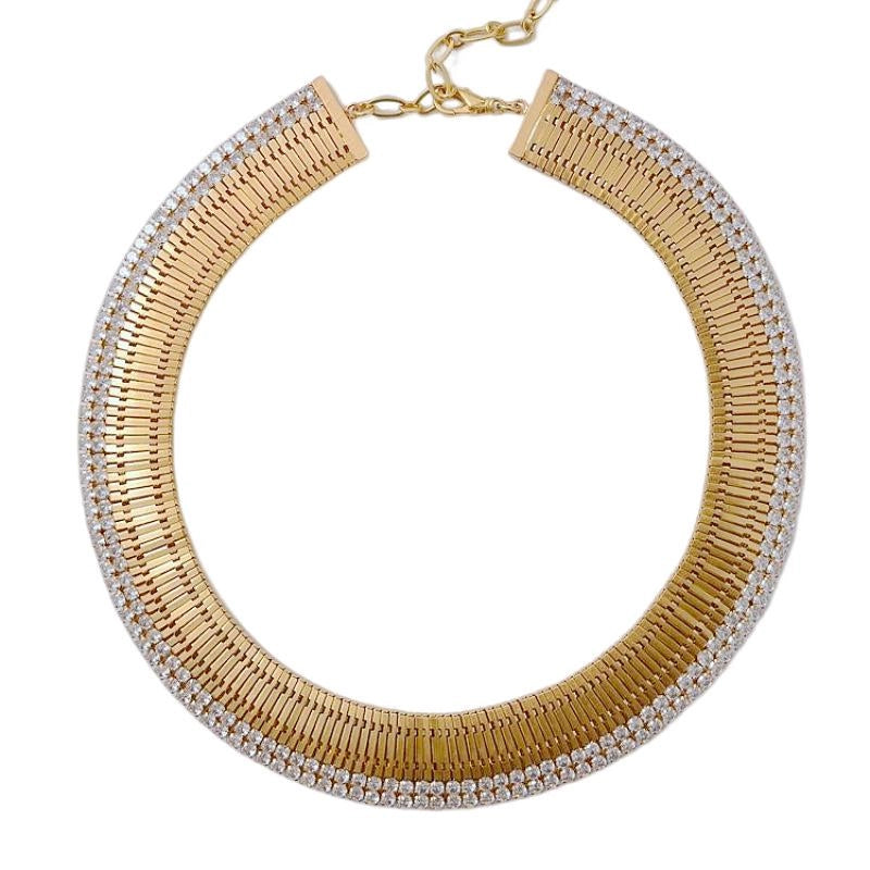 Collana girocollo vintage fatta a mano con cinturino in oro e diamanti, morbida e vintage, regalo di Natale o compleanno.
