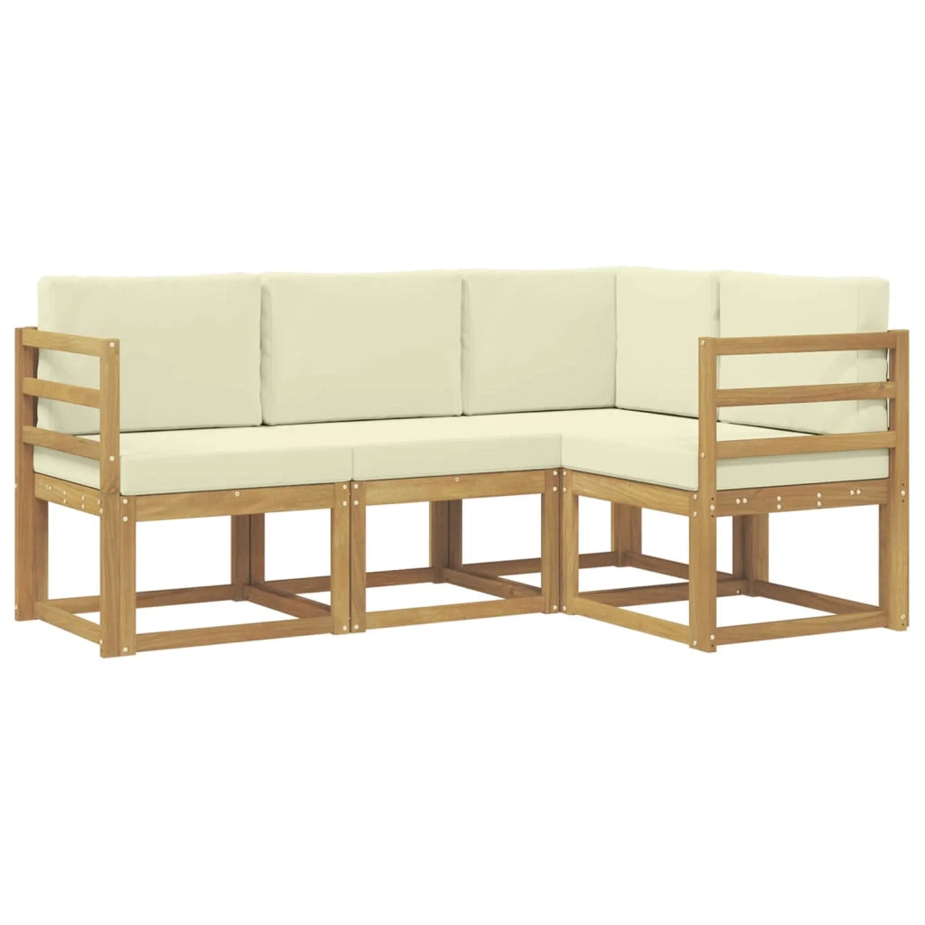 Set di divani da esterno 4 pz Bianco e Crema 3387544