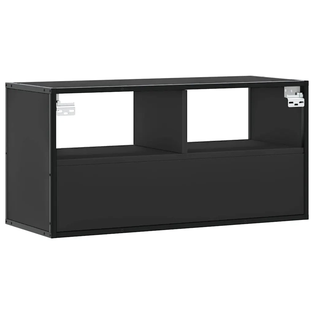 Mobile TV-Credenza per TV-Console TV Nero 80x31x39,5 cm in Truciolato e Metallo 714649
