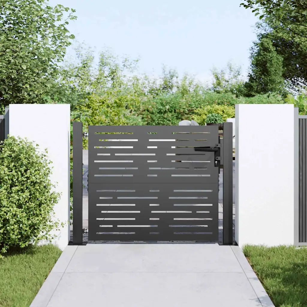 Cancello da giardino con blocco Nero 110 x 105 cm