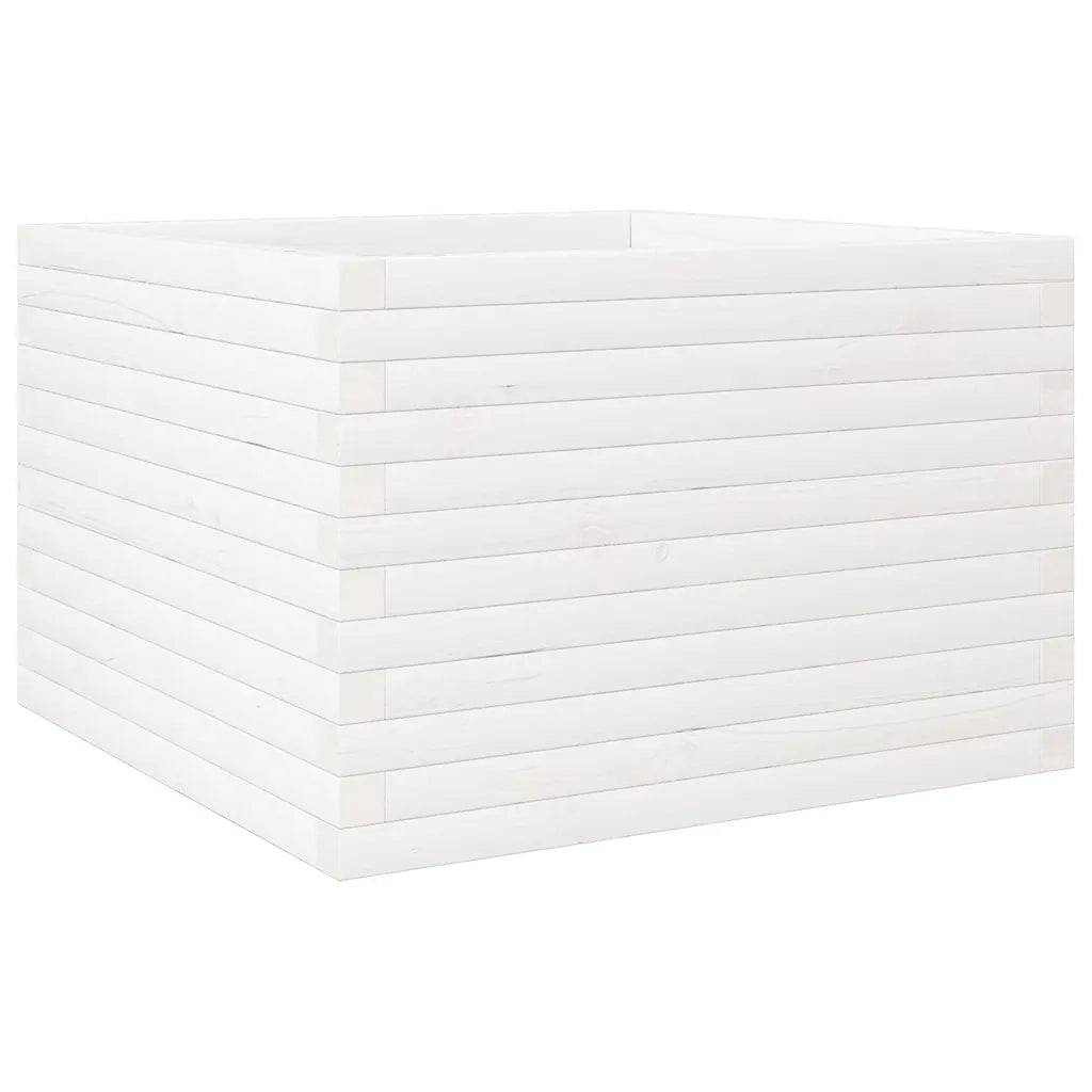 Fioriera da Giardino Bianca 70x70x46 cm Legno Massello di Pino 3282415