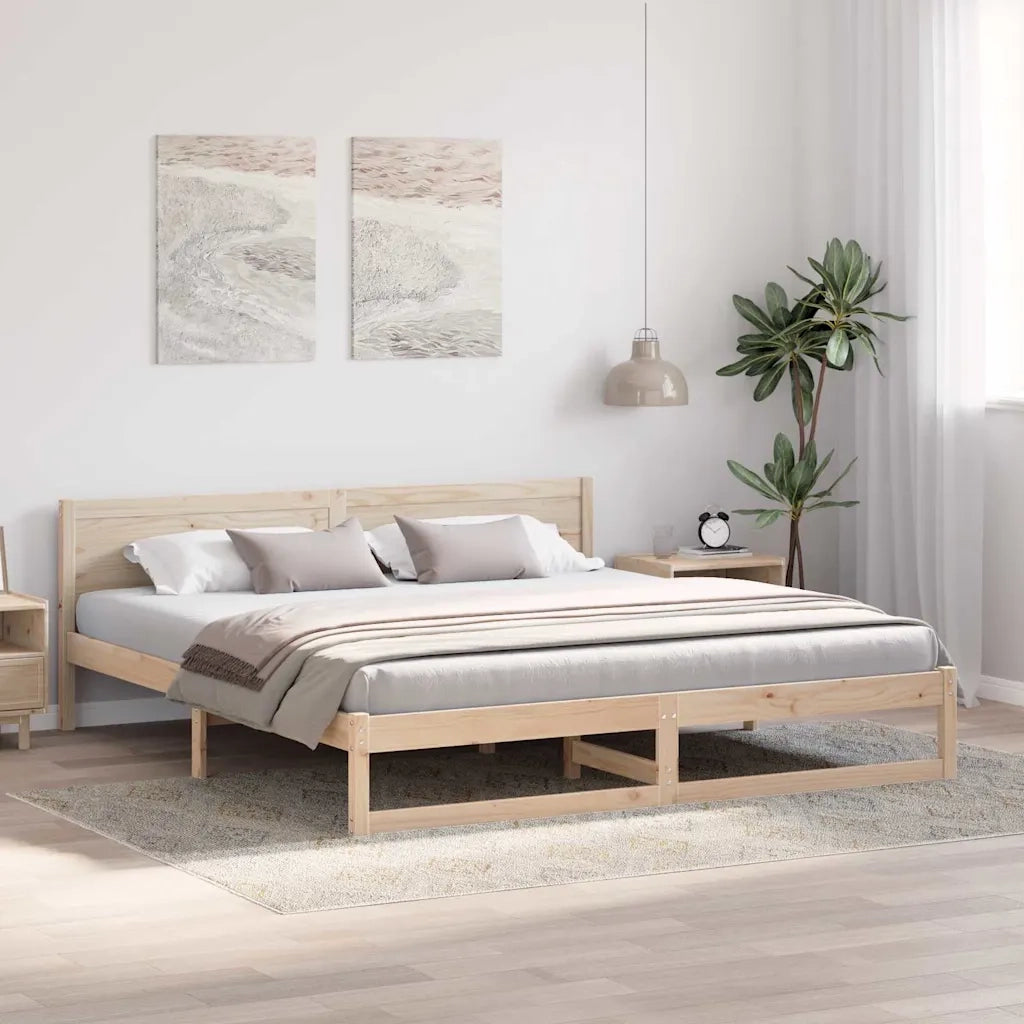 Struttura del letto Naturale 200 x 200 cm Pino massello 873259