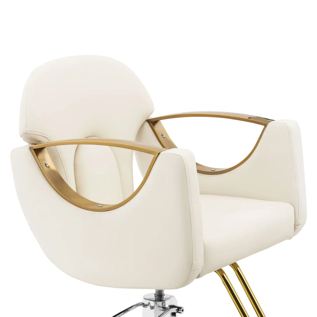 Poltrona professionale da parrucchiere con poggiapiedi 180 kg PVC acciaio crema 14_0008945