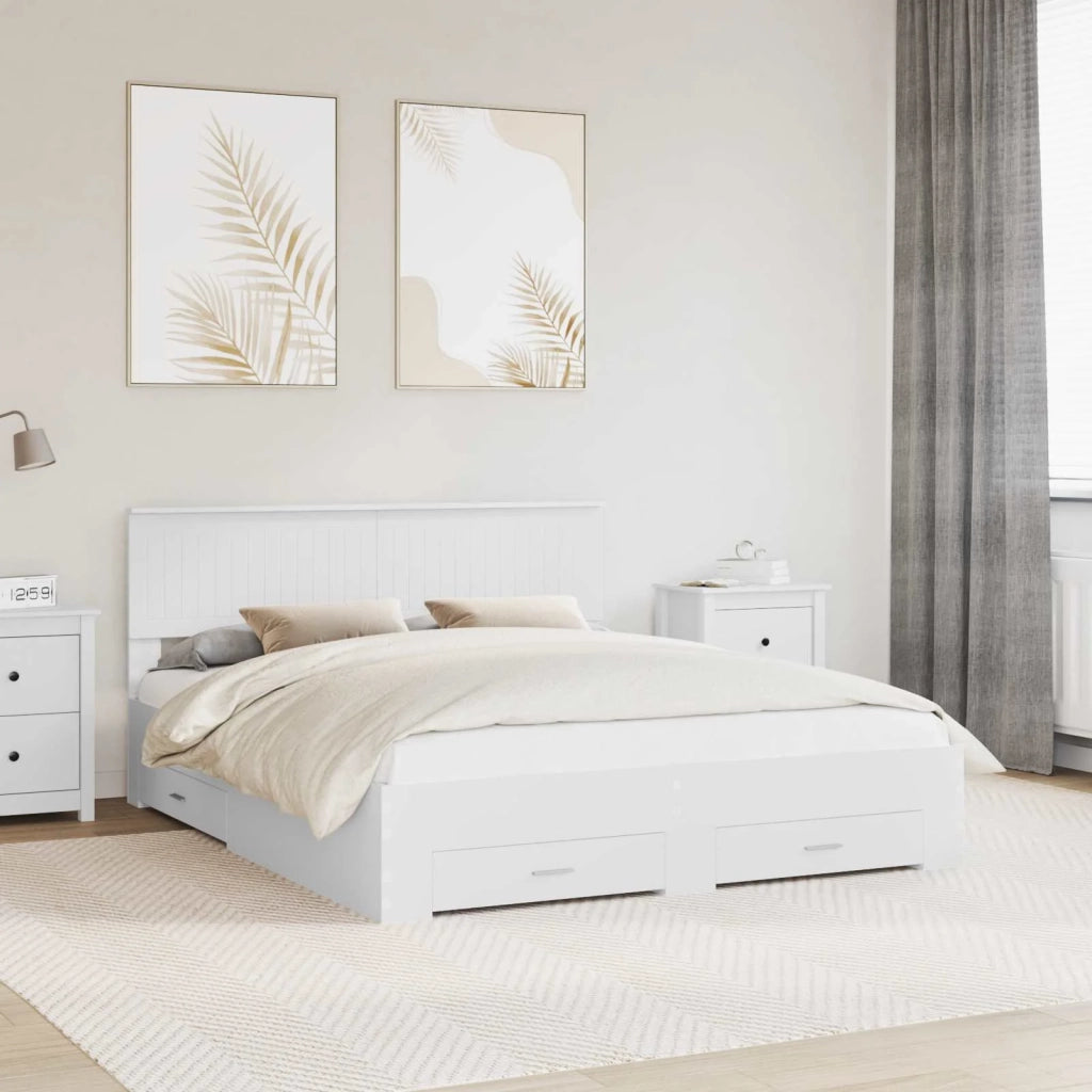 Struttura del letto-Giroletto-Rete del Letto Bianco 160 x 200 cm Legno multistrato 225676
