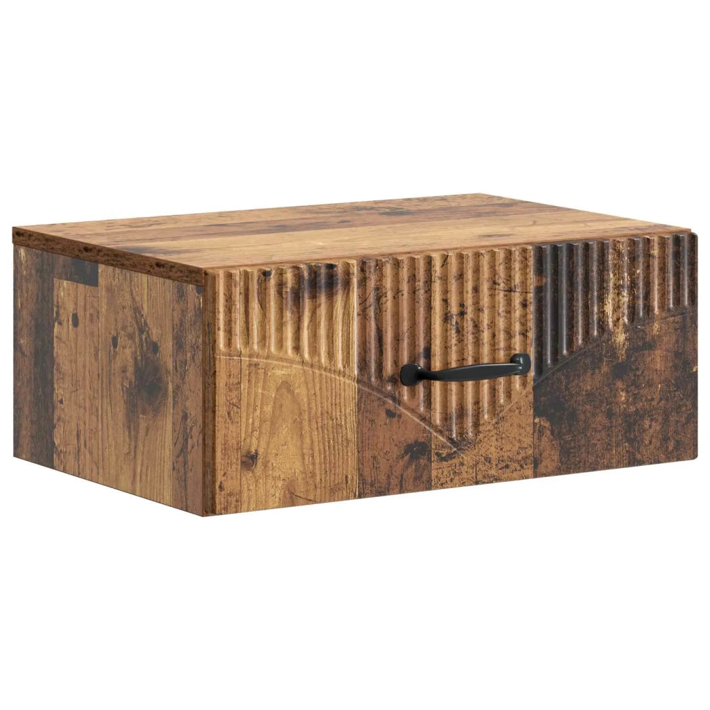 Set di 2 Comodini | Armadio da Notte | Mobiletto da notte a muro Legno antico 49 x 34,5 x 20 cm