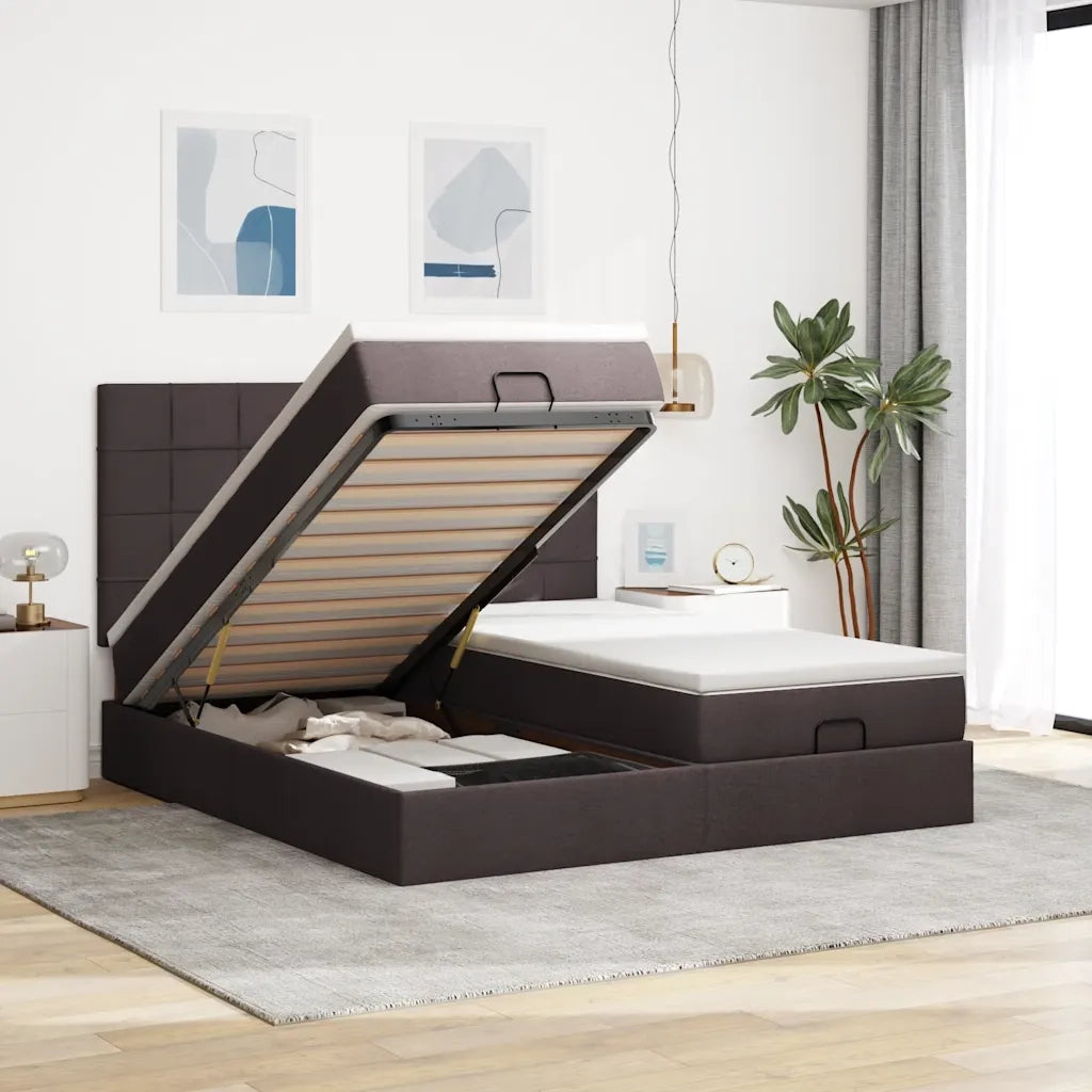 Struttura Letto Pouf con Materassi 200x200 cm in Tessuto 3313702