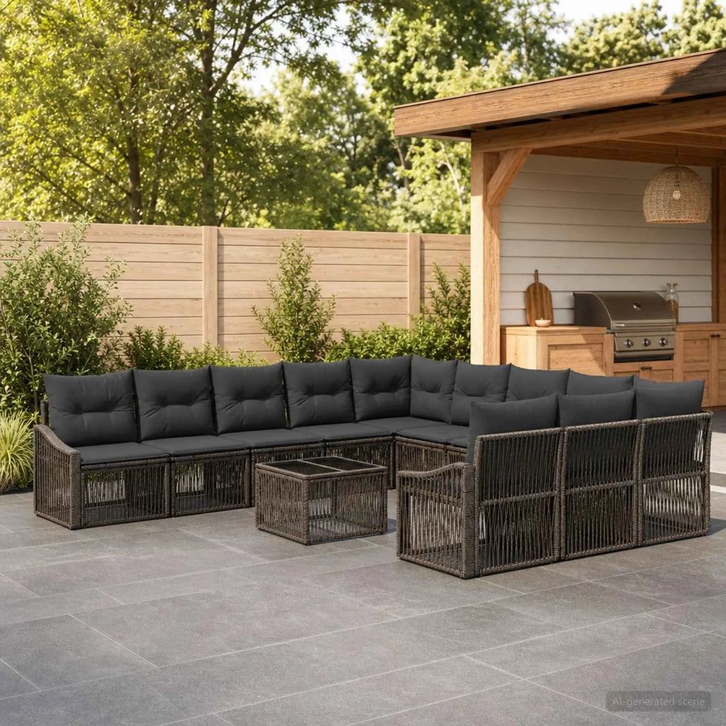 Set Divano da Giardino 12 pcs Grigio polyrattan 3436148
