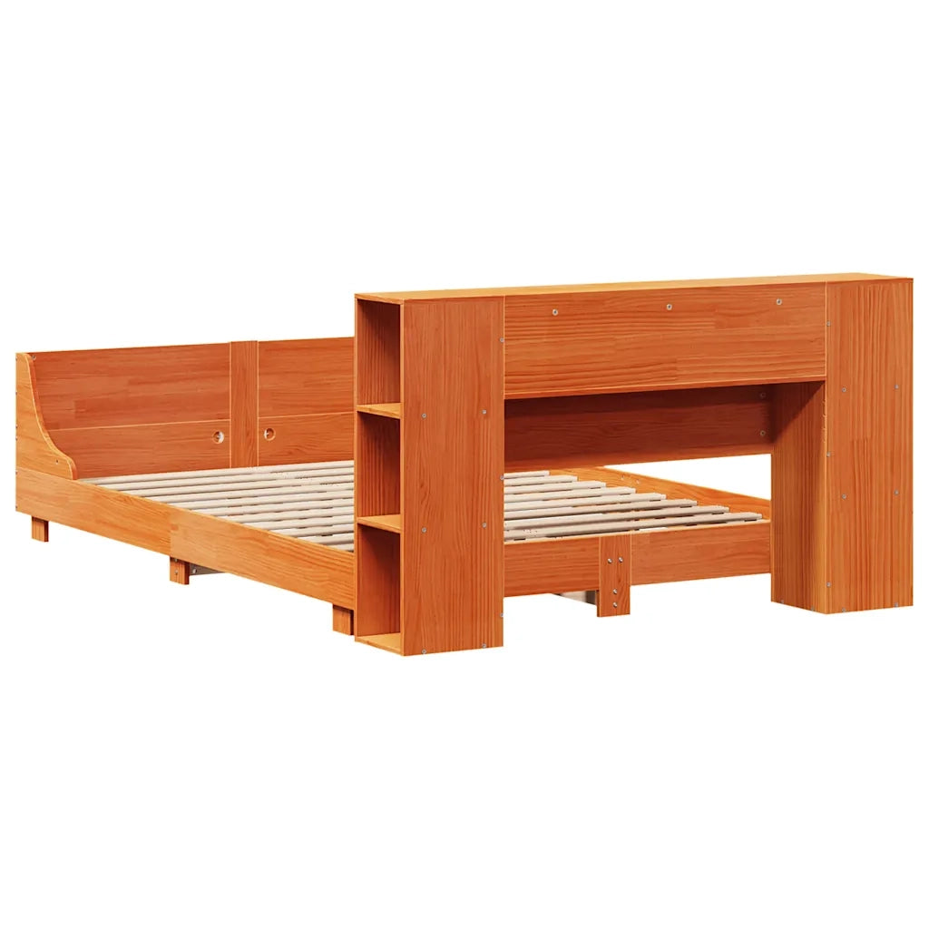 Giroletto senza Materasso-Struttura Letto Marrone Cera 150x200 cm Legno di Pino 843121