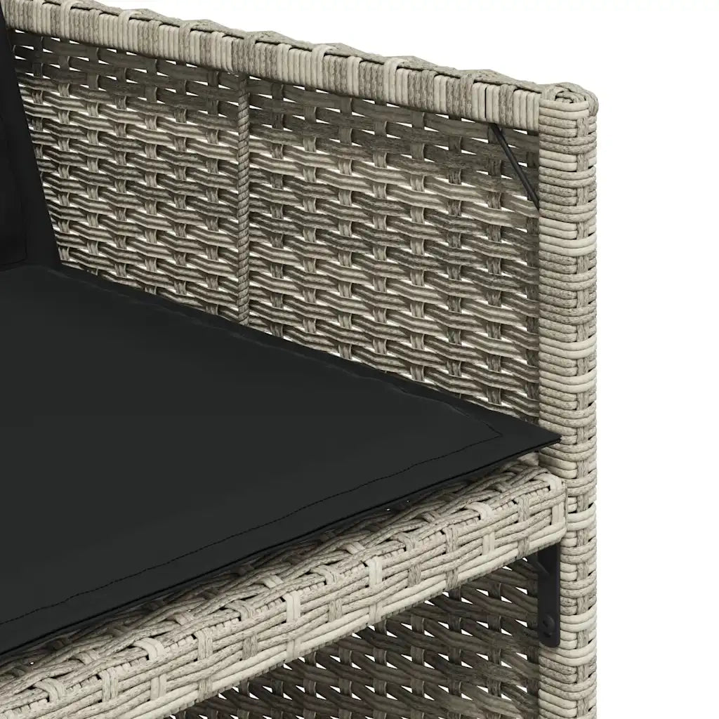 Set Pranzo da Giardino 9pz con Cuscini Grigio Chiaro Polyrattan 3210599