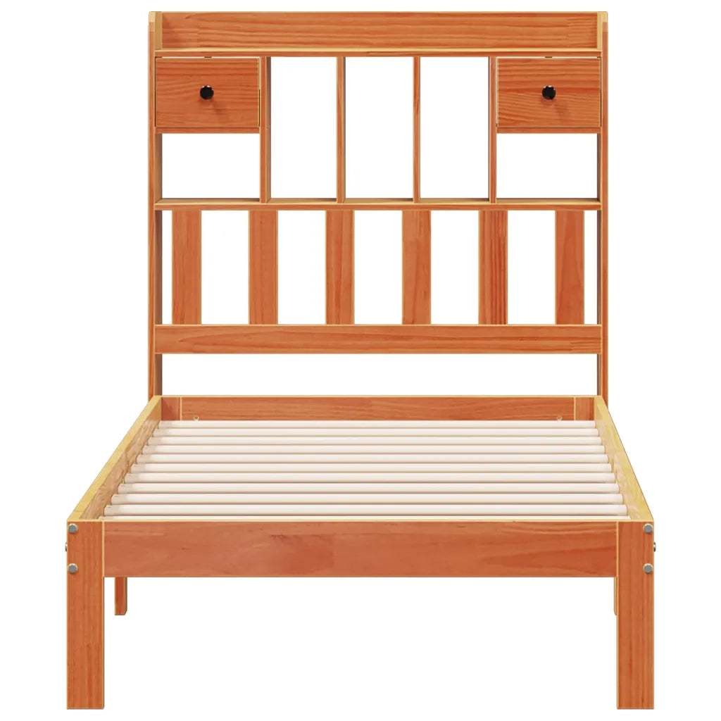 Letto Libreria senza Materasso Marrone Cera 75x190 cm in Pino 3322611