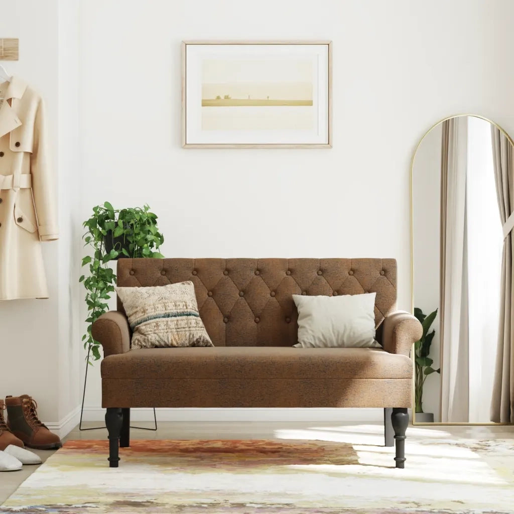 Panca con Schienale-Divano Sedia Marrone 120x62x75,5 cm in Scamosciato