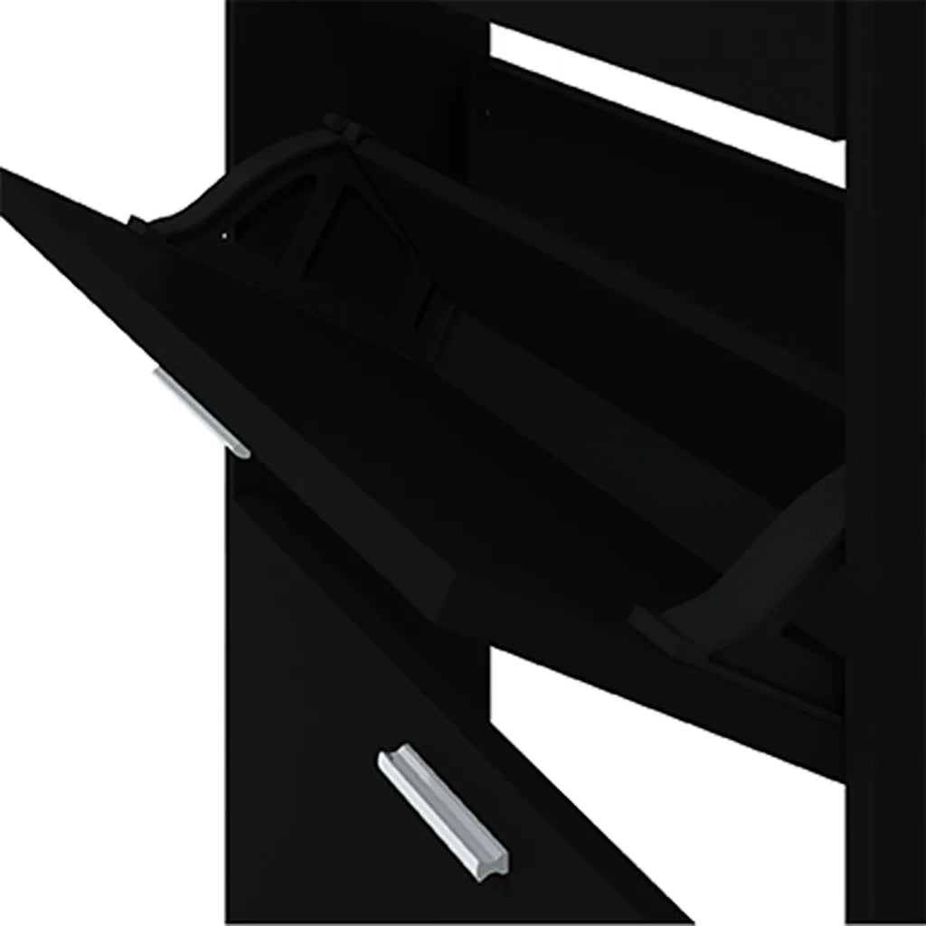 Scarpiera | Mobile per scarpe Nera 59x17x150 cm in Legno Multistrato