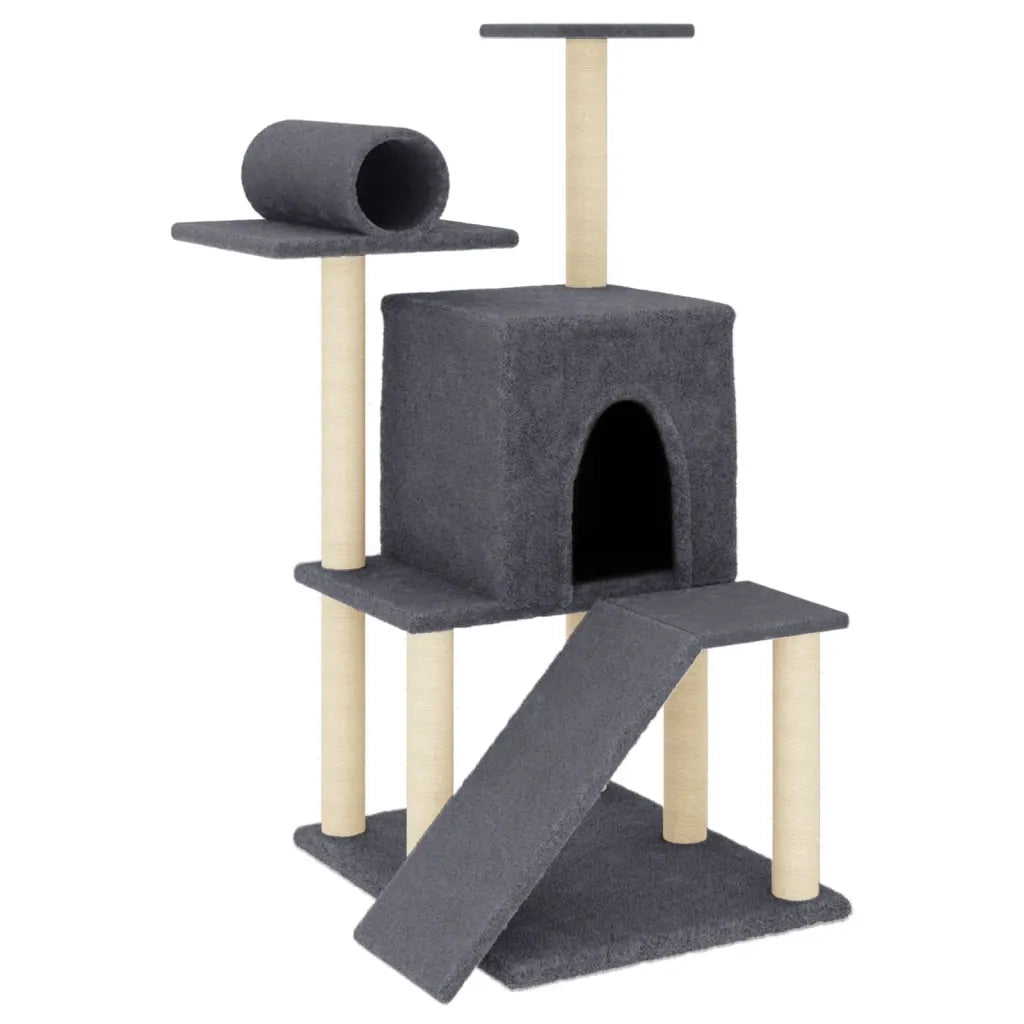 Albero per Gatti con Tiragraffi in Sisal Grigio Scuro 110,5 cm CFW9923932