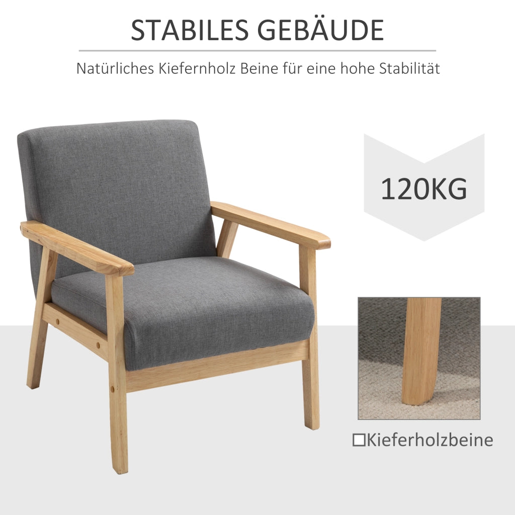 POLTRONA con braccioli 64x70x72 cm in lino grigio