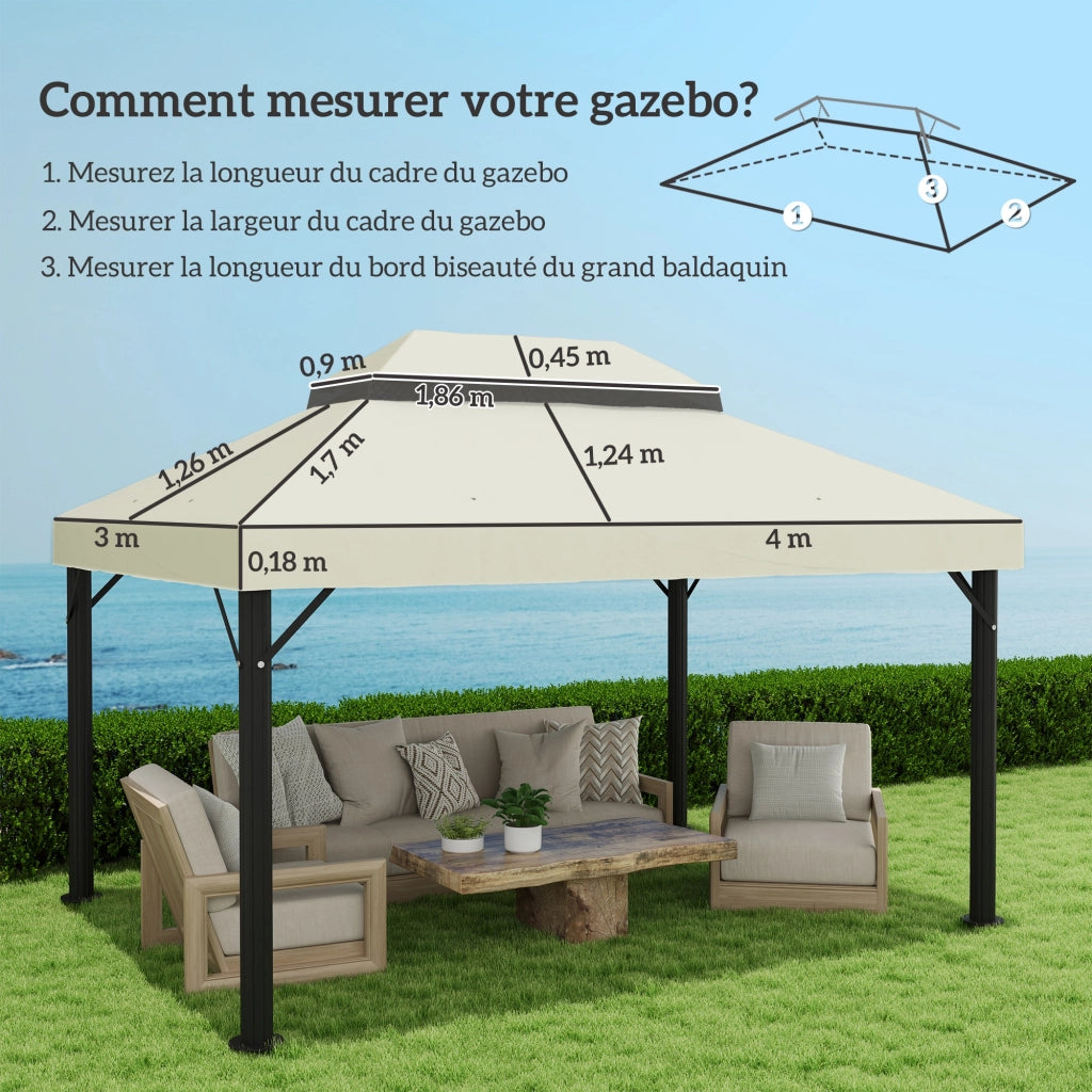 Telo di ricambio per gazebo 4x3m a 2 livelli ¨C Xylo ¨C protezione UPF30+ crema