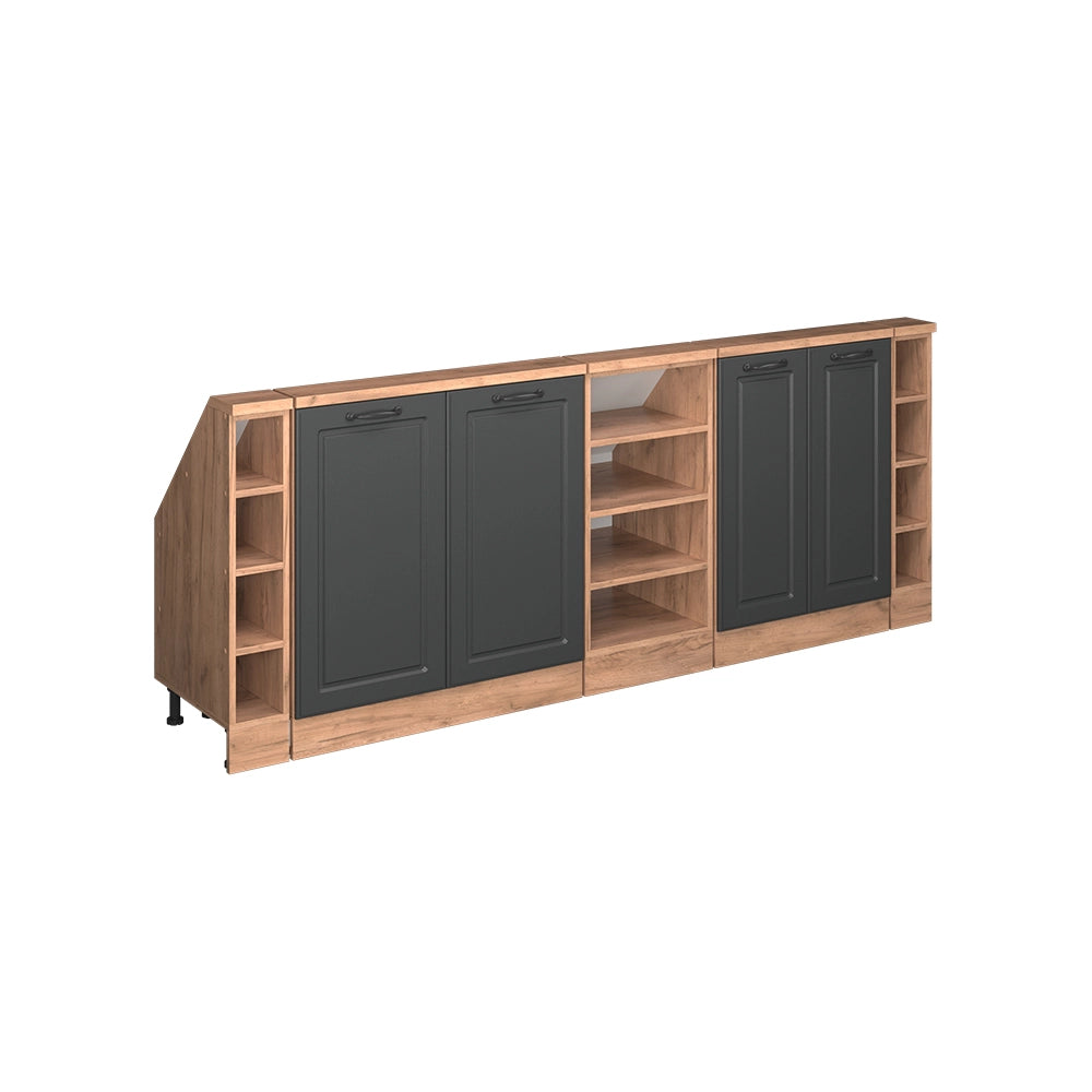 Set di mobili sottotetto Rion Antracite rustico/Rovere dorato Set di 5 Vicco