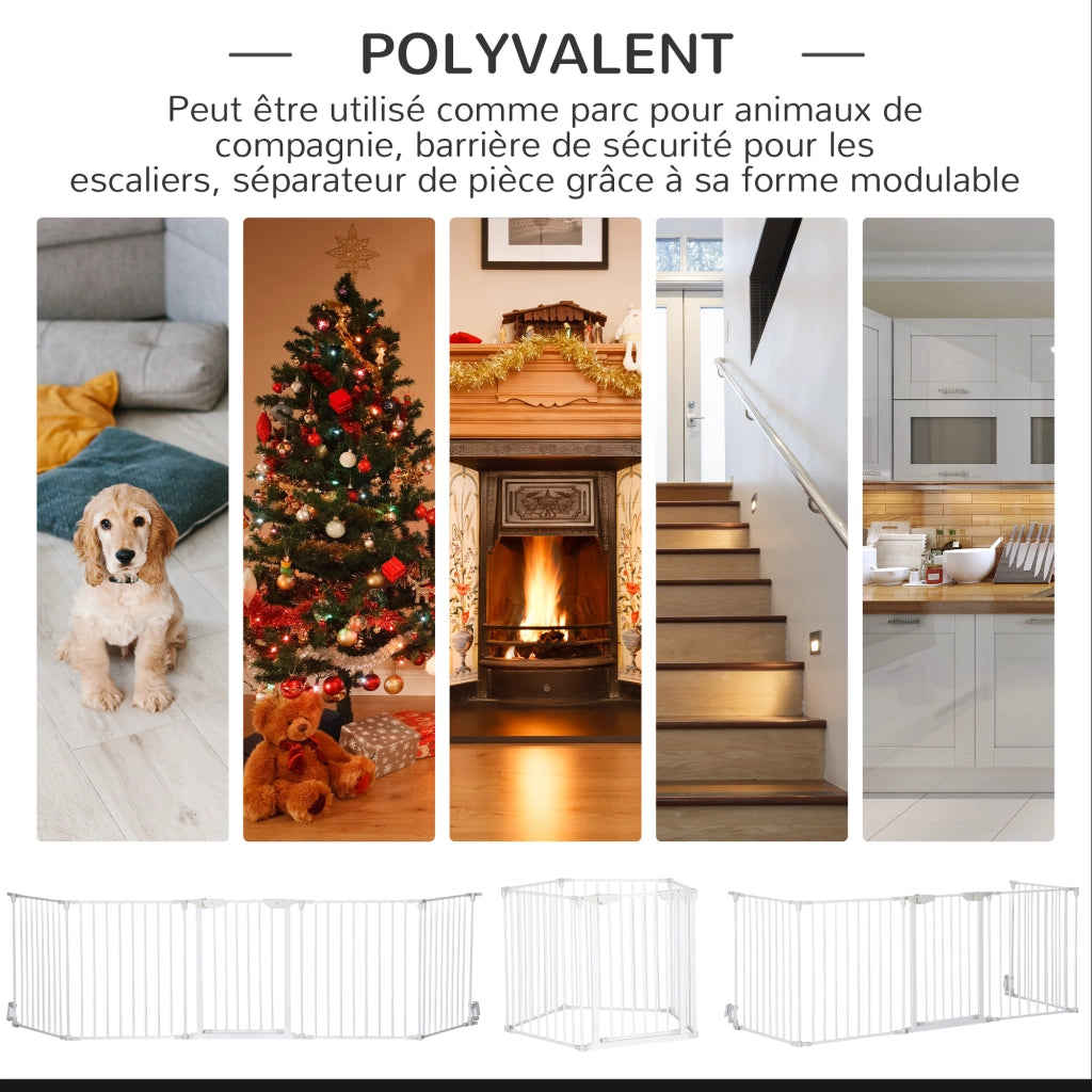Recinto modulare per cani con porta integrata ¨C Xylo ¨C 300x74,5 cm metallo PP bianco