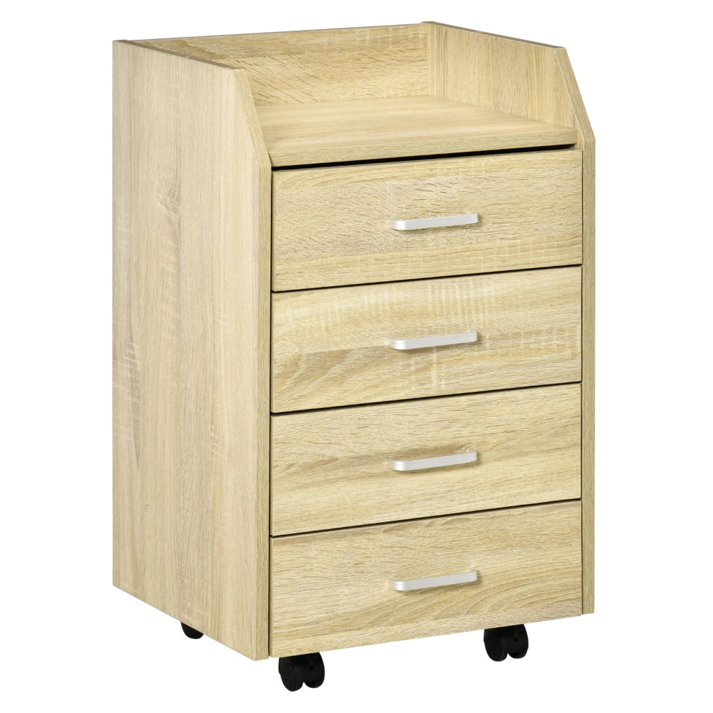 Cassettiera per Ufficio ¨C Zephmum ¨C 4 Cassetti, Legno Naturale, 40x36x65 cm
