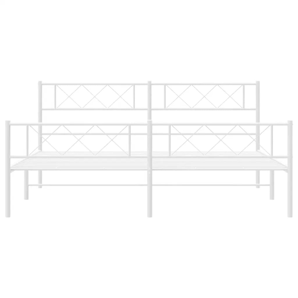 Letto matrimoniale | Letto per adulti | Giroletto con Testiera e Pediera Metallo Bianco 193x203 cm