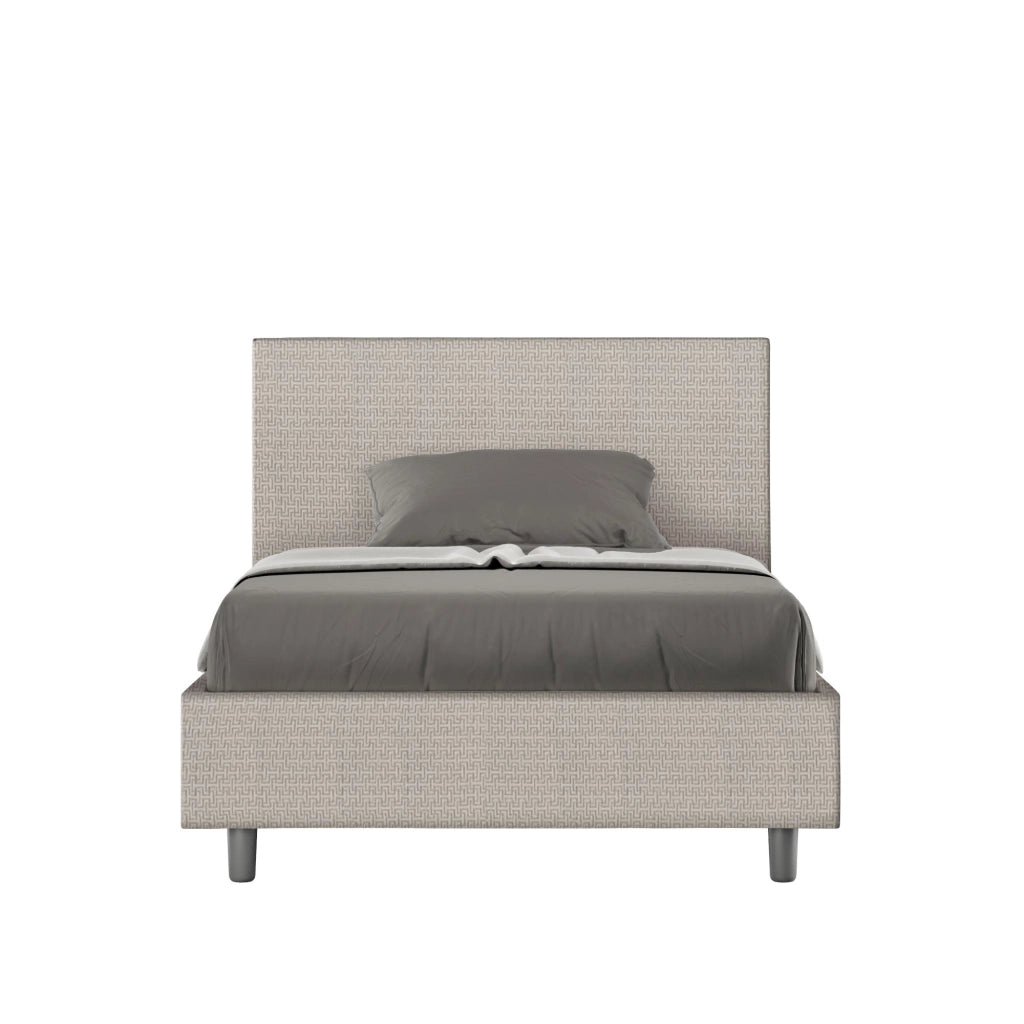 Letto 1 Piazza e Mezzo 120x210 cm con Rete e Contenitore Adele Labirinto 01 Bianco