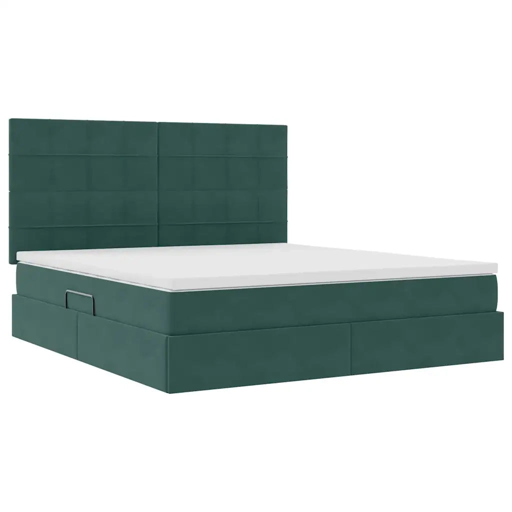 Letto con contenitore e materasso Verde Scuro 160 x 200 cm