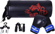 Set da Boxe con Sacco Pieno, Guanti, Catena e Corda per Saltare, Box Portatile per Bambini, Esercizio Fisico