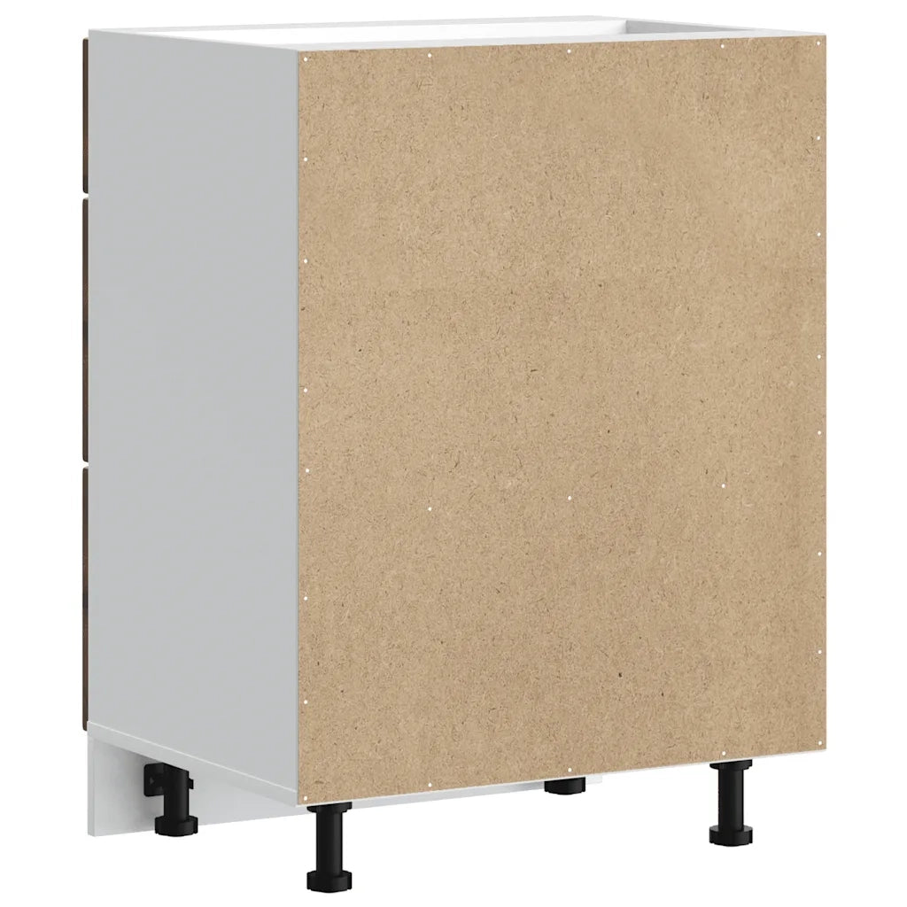 Mobile da cucina moderno con piedini regolabili 60 x 46 x 81,5 cm ampio spazio contenitivo stile di design legno composito finitura rovere affumicato 02_0050486