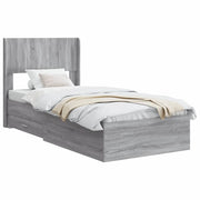 Letto singolo | Letto per adulti | Struttura del letto con stoccaggio e testata Sonoma grigio