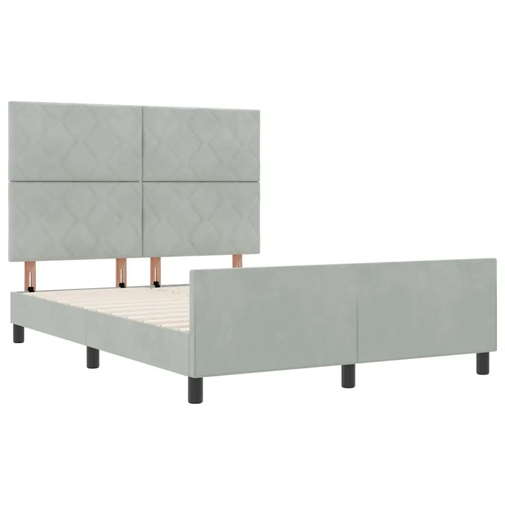 Letto a molle con testiera Grigio chiaro 140 x 200 cm Velluto 3345011